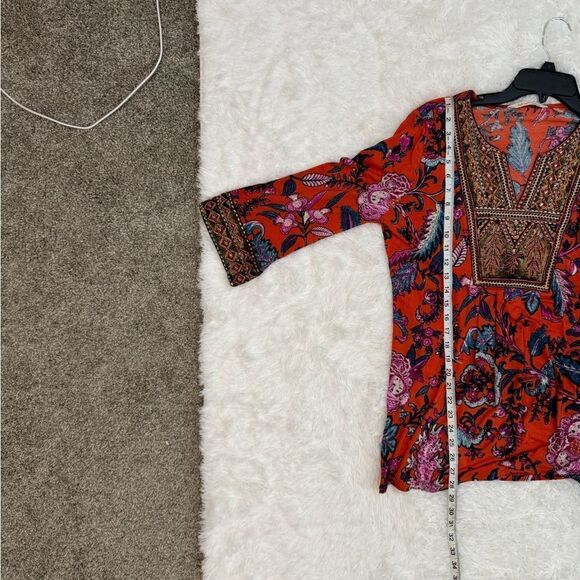 Soft Surroundings Samara Embellished Tunic Red Size M - Picture 9 of 11